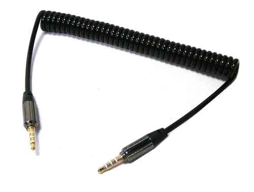 3.5mm 4 Pole Plug to Plug Coiled Cable 35cm